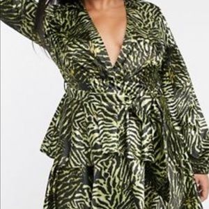 Green Animal Print Skater Dress